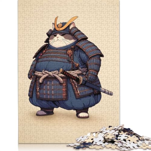 Tabby Cat Samurai 1000-teiliges Puzzle, Familienspaß für Erwachsene und herausforderndes Spiel, Spiele zum Stressabbau und einzigartige Geschenke, 1000 Teile (75 x 50 cm) von POLIUAWS