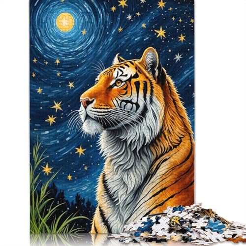 Tiger Sternennacht Puzzle 1000 Teile für Erwachsene und Teenager ab 12 Jahren, 1000 Teile (38 x 26 cm) von POLIUAWS