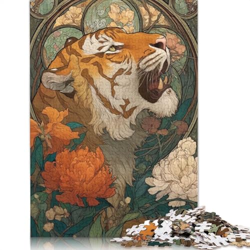 Tiger in Bloom Puzzles für Erwachsene, 1000 Teile, Puzzle für Erwachsene und Teenager, Familienspiel, 1000 Teile (75 x 50 cm) von POLIUAWS