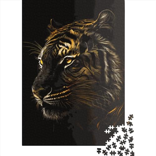 Tigerpuzzle aus Schwarzgold, 1000 Teile, für Jugendliche, Lernspiel, Herausforderungsspielzeug, 1000 Teile (75 x 50 cm) von POLIUAWS