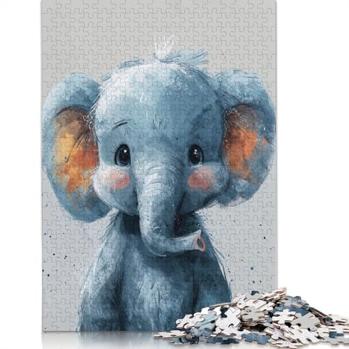 Tiny Blue Elephant Puzzle 1000-teilige Schwer Puzzle Spielzeug Lernspiel Impossible Herausforderung Spielzeug Für Erwachsene Kinder 1000pcs (38x26cm) von POLIUAWS