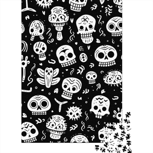 Totenkopf-Puzzle, 1000 Teile, für Erwachsene und Jugendliche, nachhaltiges Holzpuzzle für Erwachsene, 1000 Teile (75 x 50 cm) von POLIUAWS