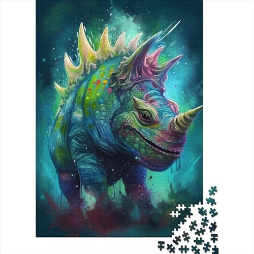 Triceratops-Puzzle, 1000 Teile für Erwachsene, Holzpuzzle für Jugendliche, Männer und Frauen, Geschenk, 1000 Teile (75 x 50 cm) von POLIUAWS
