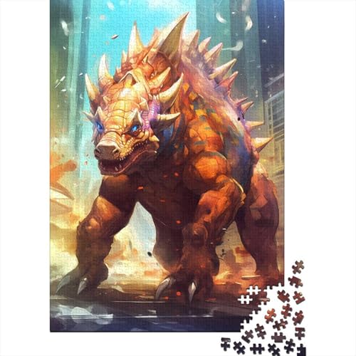 Triceratops Puzzle 1000 Teile für Erwachsene, Halloween-Geschenk, Holzpuzzle für Teenager, einzigartige Dekorationen und Geschenke, 1000 Teile (75 x 50 cm) von POLIUAWS