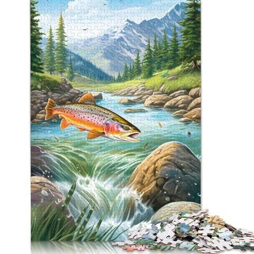 Trout Fish Fisherman Puzzles 1000 Teile Schwer Puzzle Spielzeug Lernspiel Impossible Herausforderung Spielzeug Für Erwachsene Kinder 1000pcs (75x50cm) von POLIUAWS