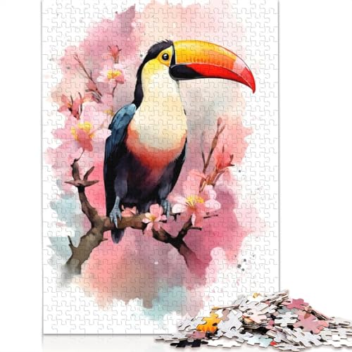 Tukan-Aquarell, 1000-teiliges Puzzle für Erwachsene – Familienaktivitäts-Puzzle, Lernspiele, schwierig und herausfordernd, 1000 Teile (38 x 26 cm) von POLIUAWS