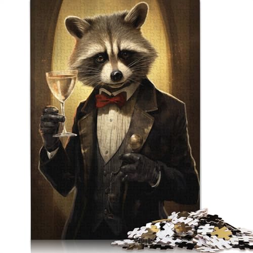 Waschbär im Smoking, 1000-teiliges Puzzle für Erwachsene | Familienspaß-Puzzles für Erwachsene, Geschenke, Denkspiele, 1000 Teile (75 x 50 cm) von POLIUAWS