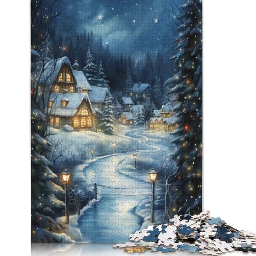 Weihnachts-Aquarellmalerei-Puzzle, Denksportaufgabe, 100% recycelter Karton, Puzzle für Frauen und Männer, 1000 Teile (38 x 26 cm) von POLIUAWS