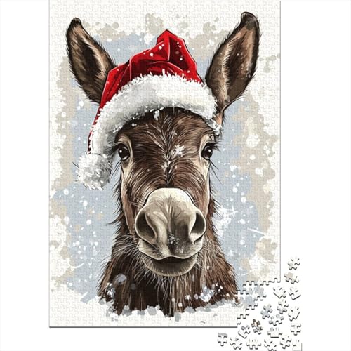 Weihnachts-Esel-Puzzle, schwierig, 100% recycelter Karton, Puzzle für Damen und Herren, 1000 Teile (75 x 50 cm) von POLIUAWS