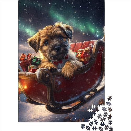 Weihnachts-Hunde-Puzzle, lustige Aktivität für zu Hause, Premium-Karton-Puzzle für Erwachsene, Teenager, 1000 Teile (38 x 26 cm) von POLIUAWS