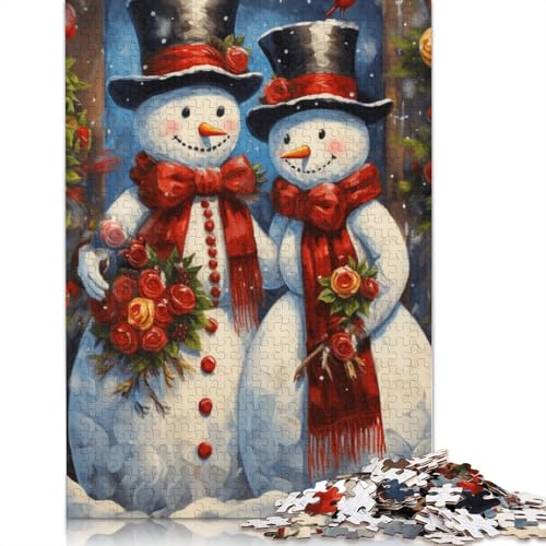 Weihnachts-Schneemann-Puzzle, Denksportaufgabe, 100% recycelter Karton, Puzzle für Damen und Herren, 1000 Teile (38 x 26 cm) von POLIUAWS