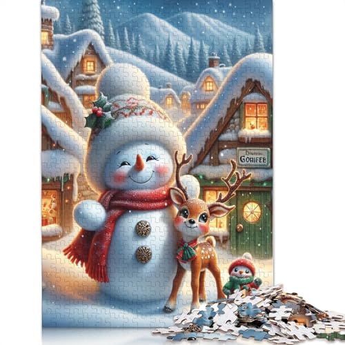 Weihnachts-Schneemann-Puzzle, einzigartige Heimdekoration, 100% recycelter Karton, Puzzle für Erwachsene, 1000 Teile (38 x 26 cm) von POLIUAWS