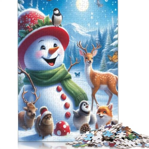 Weihnachts-Schneemann-Puzzle, rechteckig, Pappe, 100% recycelter Karton, Puzzle für Erwachsene, 1000 Teile (38 x 26 cm) von POLIUAWS