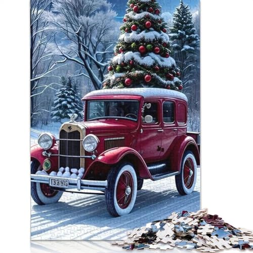 Weihnachtsauto-Puzzle, Relax-Challenge-Spielzeug, rechteckiges Papierpuzzle für Jungen oder Mädchen, 1000 Teile (75 x 50 cm) von POLIUAWS