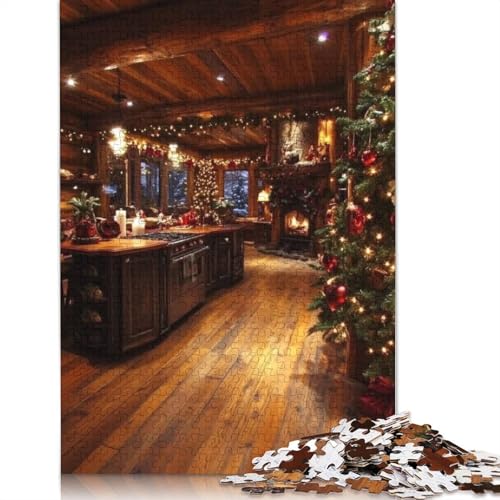 Weihnachtsdekorations-Puzzle, Dekompressionsspielzeug, rechteckiges Papierpuzzle für Kinder und Erwachsene ab 12 Jahren, 1000 Teile (38 x 26 cm) von POLIUAWS