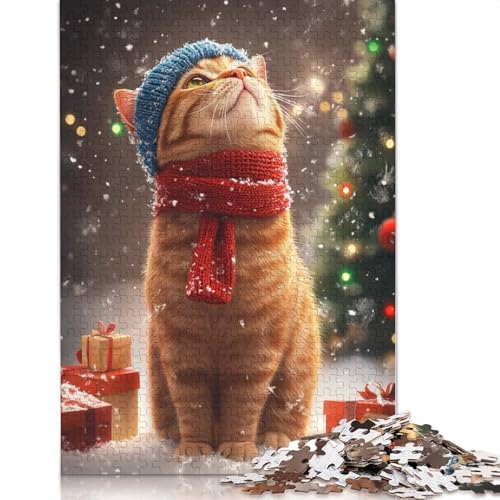 Weihnachtskatzen-Puzzle, rechteckig, aus Pappe, 100% recyceltem Karton, Puzzle für Erwachsene und Kinder, 1000 Teile (75 x 50 cm) von POLIUAWS