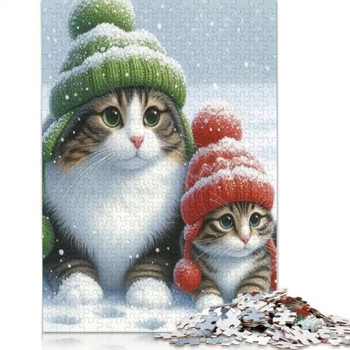 Weihnachtspuzzle mit süßer Katze, Premium-Puzzle aus 100% recyceltem Karton, 100% recycelter Pappe, für Kinder und Erwachsene, 1000 Teile (75 x 50 cm) von POLIUAWS