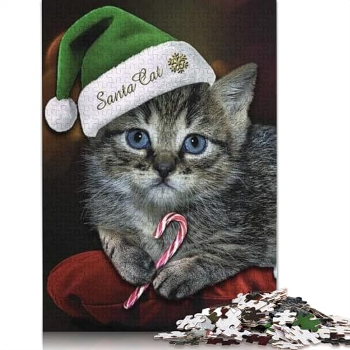 Weihnachtspuzzle mit süßer Katze, anpassbare Bilder, 100% recycelter Karton, Puzzle für Kinder und Erwachsene ab 12 Jahren, einzigartiges Geschenk, 1000 Teile (38 x 26 cm) von POLIUAWS