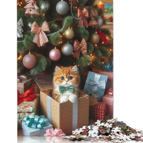 Weihnachtspuzzle mit süßer Katze, herausfordernde Familienspiele, 100% recycelter Karton, Puzzle für Erwachsene und Kinder, Geburtstagsgeschenk, 1000 Teile (75 x 50 cm) von POLIUAWS