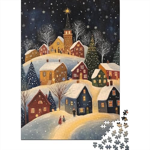 Weihnachtsstadt-Puzzle, 100% recycelter Karton, 100% recycelter Karton, Puzzle für Jungen oder Mädchen, 1000 Teile (75 x 50 cm) von POLIUAWS