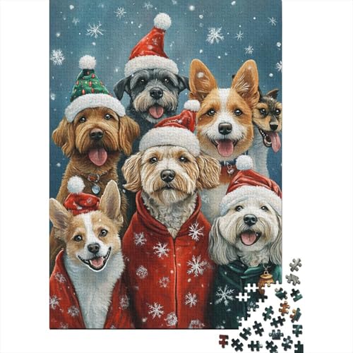Weihnachtswelpen-Puzzle, Dekompressionsspielzeug, rechteckiges Papierpuzzle für Kinder und Erwachsene ab 12 Jahren, 1000 Teile (38 x 26 cm) von POLIUAWS