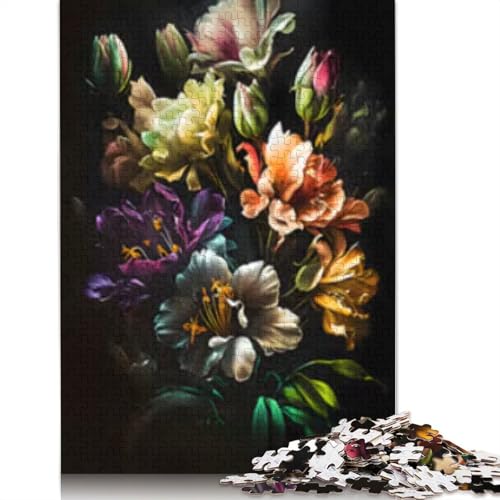 Weißes Holzpuzzle mit Blumen, 1000 Teile, Holzpuzzle für Erwachsene und Jugendliche ab 12 Jahren, Weihnachtsgeschenke, 1000 Teile (75x50cm) von POLIUAWS