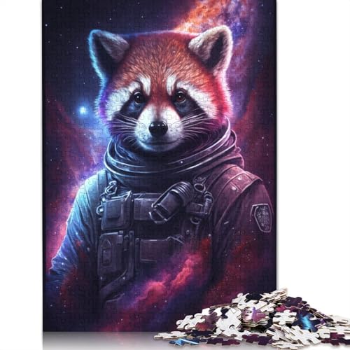 Weltraum-Astronaut, Roter Panda, Puzzle-Spielzeug für Erwachsene, Lernspiel, Puzzle-Spiele für Erwachsene für Kinder, 1000 Teile (75 x 50 cm) von POLIUAWS