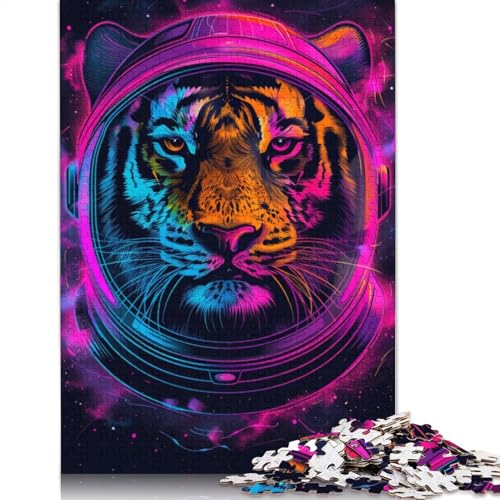 Weltraum-Astronauten-Tiger-Puzzle, Familienspaß, 100% recycelter Karton, Puzzle für Kinder und Erwachsene ab 12 Jahren, 1000 Teile (38 x 26 cm) von POLIUAWS