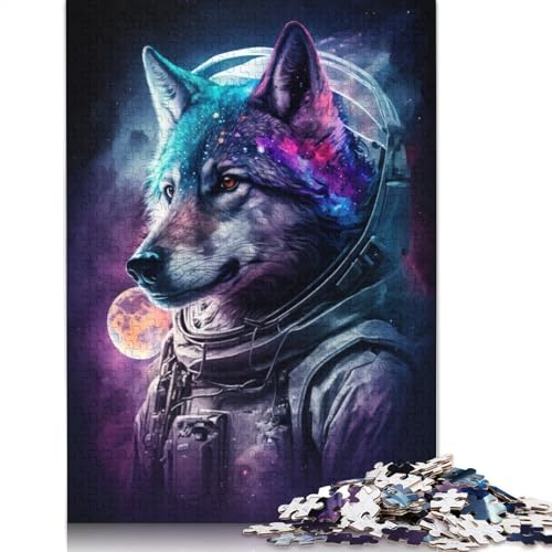 Weltraum-Astronauten-Wolf-Puzzles für Erwachsene, 1000 herausfordernde und knifflige ungewöhnliche Puzzles für Kinder ab 12 Jahren, 1000 Teile (75 x 50 cm) von POLIUAWS