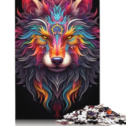 Wolf, buntes Puzzle, lustiges Premium-Puzzle aus Karton für Erwachsene, 1000 Teile (75 x 50 cm) von POLIUAWS
