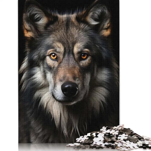 Wolf Cooles Tierporträt, 1000-teiliges Puzzle für Erwachsene, Spielzeug, Denkspiel, Lernspiel für Erwachsene, Stressabbau, Heimdekoration, 1000 Teile (75 x 50 cm) von POLIUAWS