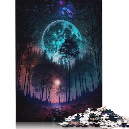 Wunderschönes Wald-Vollmond-Puzzle, Dekompressionsspielzeug, rechteckiges Papierpuzzle für Kinder und Erwachsene ab 12 Jahren, 1000 Teile (75 x 50 cm) von POLIUAWS