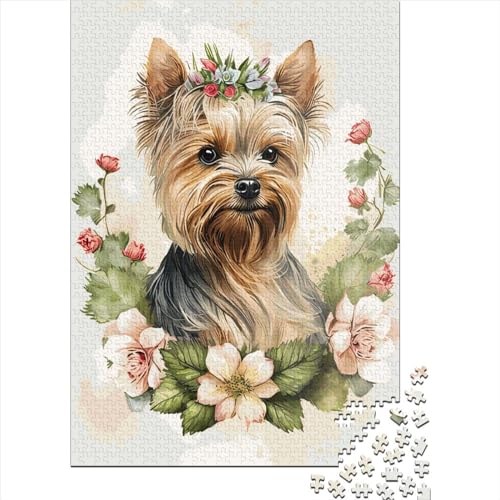 Yorkshire Terrier-Puzzle, 1000 Teile, für Erwachsene und Jugendliche, Holzpuzzle, 75 x 50 cm von POLIUAWS