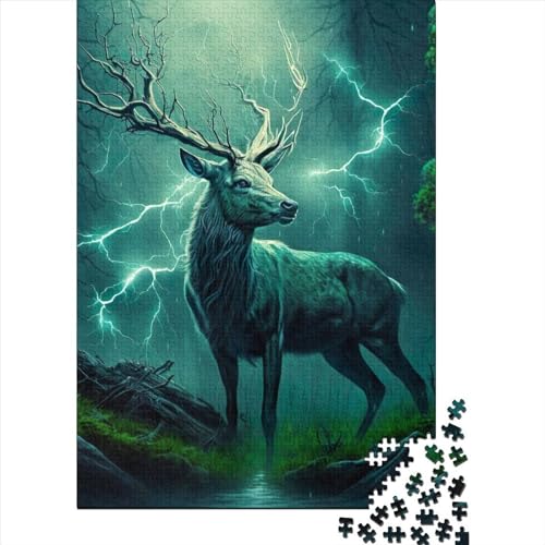 Zauberhafter Hirsch im Sturm 1000 Teile für Erwachsene, Teenager, Lernspiel, Spielzeug, Weihnachtsgeschenk, 1000 Teile (38 x 26 cm) von POLIUAWS