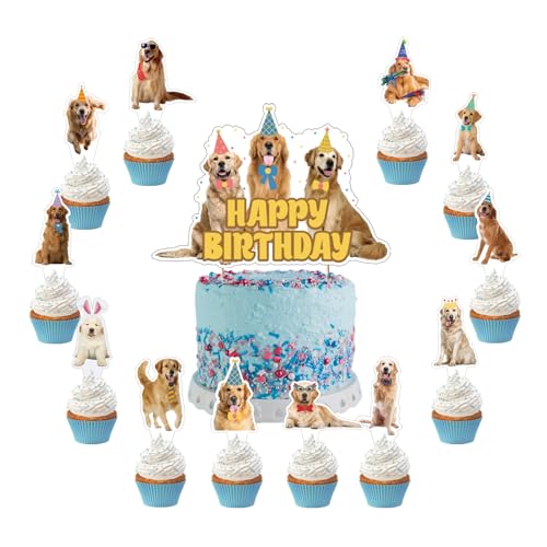 25 Pcs Golden Retriever Kuchen Dekorationen Golden Retriever Kuchen Topper Cupcake Toppers für Golden Retriever Hund Geburtstag Dekorationen Golden Retriever Party Dekorationen von POMNUG