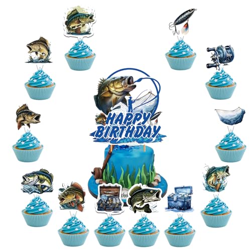 25 Stück Angeln Kuchen Dekorationen Gone Fishing Kuchen Topper Cupcake Topper für Angeln Geburtstag Dekorationen Baby Dusche Dekorationen Geburtstag Party Supplies 25 Stück Angeln Kuchen Dekorationen Gone Fishing Kuchen Topper Cupcake Topper für Angeln Geburtstag Dekorationen Baby Dusche Dekorationen Geburtstag Party Supplies von POMNUG