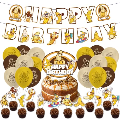 Banane Geburtstag Party Dekorationen Banane Party Zubehör Beinhaltet Banane Geburtstag Banner Kuchen Topper Cupcake Toppers Ballons für Obst Geburtstag Dekorationen Baby Dusche Zubehör Banane Geburtstag Party Dekorationen Banane Party Zubehör Beinhaltet Banane Geburtstag Banner Kuchen Topper Cupcake Toppers Ballons für Obst Geburtstag Dekorationen Baby Dusche Zubehör von POMNUG