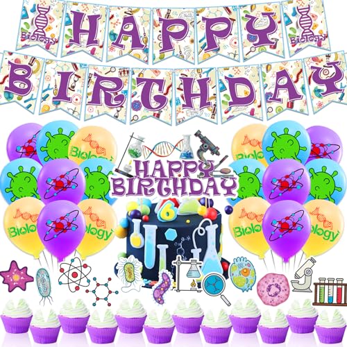 Biologie Geburtstagsfeier Dekorationen Wissenschaft Party Zubehör Inklusive Biologie Geburtstag Banner Kuchen Topper Cupcake Toppers Ballons von POMNUG