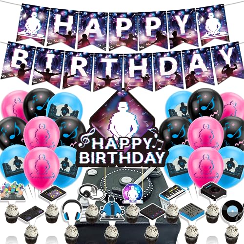 DJ Party Dekorationen Musik DJ Geburtstag Party Zubehör beinhaltet DJ Geburtstag Banner Kuchen Topper Cupcake Toppers Ballons für Rock DJ Party Dekorationen DJ Party Dekorationen Musik DJ Geburtstag Party Zubehör beinhaltet DJ Geburtstag Banner Kuchen Topper Cupcake Toppers Ballons für Rock DJ Party Dekorationen von POMNUG