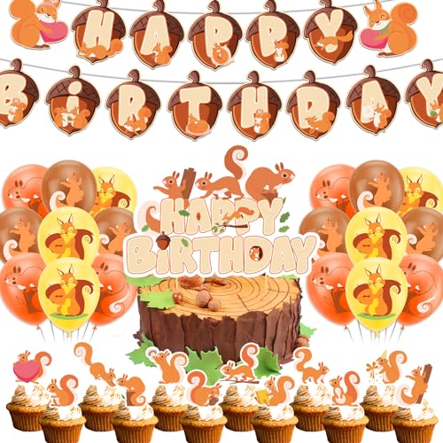 Eichhörnchen Geburtstag Party Dekorationen - Zubehör Mit Banner, Kuchen Topper, Cupcake Toppers, Ballons für Waldtiere und Zoo Tiere Party Eichhörnchen Geburtstag Party Dekorationen - Zubehör Mit Banner, Kuchen Topper, Cupcake Toppers, Ballons für Waldtiere und Zoo Tiere Party von POMNUG