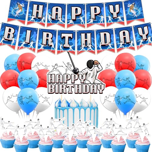 Fechten Geburtstag Party Dekorationen Fechten Party Zubehör Set mit Fechten Geburtstag Banner Kuchen Topper Cupcake Toppers Ballons für Fechten Theme Party Fechten Sport Party Fechten Geburtstag Party Dekorationen Fechten Party Zubehör Set mit Fechten Geburtstag Banner Kuchen Topper Cupcake Toppers Ballons für Fechten Theme Party Fechten Sport Party von POMNUG