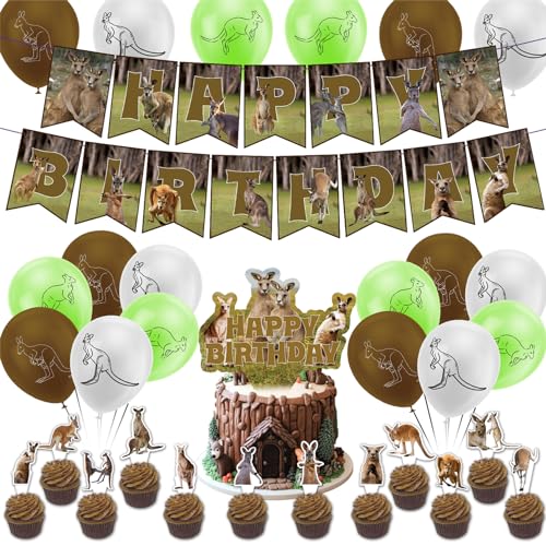 POMNUG Känguru Geburtstag Party Dekorationen Känguru Party Zubehör Inklusive Känguru Geburtstag Banner Kuchen Topper Cupcake Toppers Ballons für Tiere Party Baby Dusche Dekorationen, POMNUG-AB01 POMNUG Känguru Geburtstag Party Dekorationen Känguru Party Zubehör Inklusive Känguru Geburtstag Banner Kuchen Topper Cupcake Toppers Ballons für Tiere Party Baby Dusche Dekorationen, POMNUG-AB01 von POMNUG