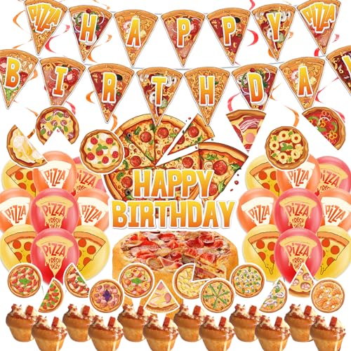 Pizza Party Dekorationen Beinhaltet Happy Birthday Banner Hängende Wirbel Kuchen Topper Cupcake Toppers Ballons für Pizza Geburtstag Party Zubehör Pizza Party Dekorationen Beinhaltet Happy Birthday Banner Hängende Wirbel Kuchen Topper Cupcake Toppers Ballons für Pizza Geburtstag Party Zubehör von POMNUG