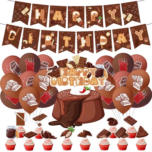 Schokolade Party Supplies Schokolade Geburtstag Party Dekorationen Set Mit Schokolade Geburtstag Banner Kuchen Cupcake Toppers Ballons für Schokolade Baby Dusche Dekorationen Schokolade Party Supplies Schokolade Geburtstag Party Dekorationen Set Mit Schokolade Geburtstag Banner Kuchen Cupcake Toppers Ballons für Schokolade Baby Dusche Dekorationen von POMNUG