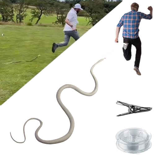 Schlangenstreich mit Schnurclip,Schlangenstreich zum Anklemmen, realistische Gummischlange,die gruselig aussieht und Menschen jagt, DIY-Golf-Schlangenstreich mit Schnur und Clip ( Color : White ) von POOLPO
