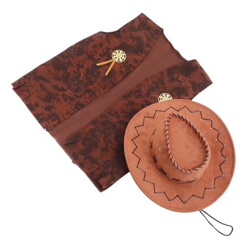 POPETPOP 1 Satz Denim -Kleideranzug Cowboyhut für Erwachsene Cowboy-Partyhüte Western-Cowboy-Kostüm Bachelor Party Cowboyhut Cowboy-Kostümzubehör für Herren Cowboy-Hut Stoff von POPETPOP