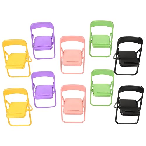 POPETPOP 1 Satz Handyhalter Puppenhaus Handyständer Mini-Stuhl-Modell Miniatur Faltbar Mobiltelefonständer Stand Tragbarer Telefonständer Mini-klappstuhl Winzige Möbel 10 Stück von POPETPOP