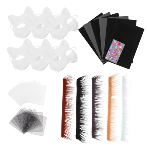 POPETPOP 1 Satz Katzenmasken-set Tiermaskenbasis Bemalbare Tiermaske Katzenmaskenset Leere Katzenmasken Katzenmaskenbasen Katzenmasken Zum Bemalen Papier Black von POPETPOP