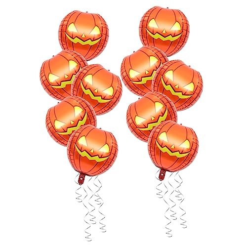 POPETPOP 1 Satz Kürbis Folienballons Luftballons Fallen Kürbisse Dosenkürbis Gruseliger Ballon Mini-halloween-süßigkeitshalter Horror-geburtstagsdekoration Neon Aluminiumfolie Orange 10st von POPETPOP
