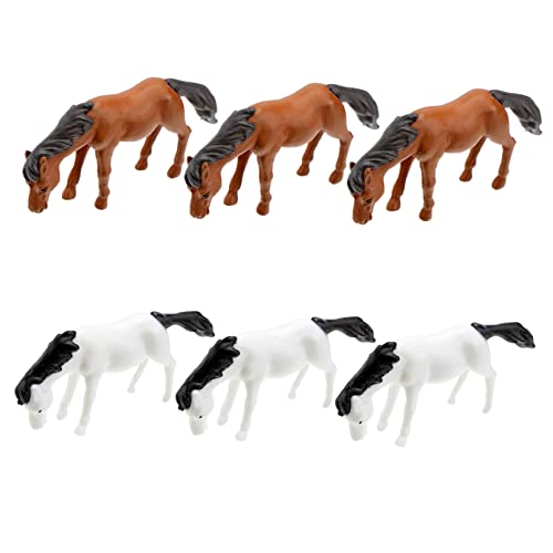 POPETPOP 1 Satz Simulator- Knuddelig Für Ornamente Pferdefigur Klein Pferdespielzeug Tortendeko Einschulung Pferdemodell Pferdeschmuck Statisches Solides Modell PVC 6 Stück von POPETPOP
